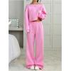 image:imageSOLY HUX Womens 2 Piece Outfits Fall Sweatsuits Off The Shoulder Crop Top Wide Leg Sweatpants Casual Matching Lounge SetsPlain Pink
