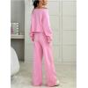 image:imageSOLY HUX Womens 2 Piece Outfits Fall Sweatsuits Off The Shoulder Crop Top Wide Leg Sweatpants Casual Matching Lounge SetsPlain Pink