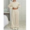 image:imageSOLY HUX Womens 2 Piece Outfits Fall Sweatsuits Off The Shoulder Crop Top Wide Leg Sweatpants Casual Matching Lounge SetsPure Apricot