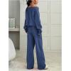 image:imageSOLY HUX Womens 2 Piece Outfits Fall Sweatsuits Off The Shoulder Crop Top Wide Leg Sweatpants Casual Matching Lounge SetsPure Blue