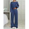 image:imageSOLY HUX Womens 2 Piece Outfits Fall Sweatsuits Off The Shoulder Crop Top Wide Leg Sweatpants Casual Matching Lounge SetsPure Blue