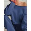 image:imageSOLY HUX Womens 2 Piece Outfits Fall Sweatsuits Off The Shoulder Crop Top Wide Leg Sweatpants Casual Matching Lounge SetsPure Blue