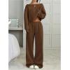 image:imageSOLY HUX Womens 2 Piece Outfits Fall Sweatsuits Off The Shoulder Crop Top Wide Leg Sweatpants Casual Matching Lounge SetsPure Brown