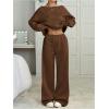 image:imageSOLY HUX Womens 2 Piece Outfits Fall Sweatsuits Off The Shoulder Crop Top Wide Leg Sweatpants Casual Matching Lounge SetsPure Brown