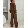 image:imageSOLY HUX Womens 2 Piece Outfits Fall Sweatsuits Off The Shoulder Crop Top Wide Leg Sweatpants Casual Matching Lounge SetsPure Brown