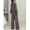 image:imageSOLY HUX Womens 2 Piece Outfits Fall Sweatsuits Off The Shoulder Crop Top Wide Leg Sweatpants Casual Matching Lounge SetsPure Grey