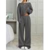 image:imageSOLY HUX Womens 2 Piece Outfits Fall Sweatsuits Off The Shoulder Crop Top Wide Leg Sweatpants Casual Matching Lounge SetsPure Grey