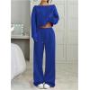 image:imageSOLY HUX Womens 2 Piece Outfits Fall Sweatsuits Off The Shoulder Crop Top Wide Leg Sweatpants Casual Matching Lounge SetsRoyal Blue