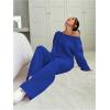 image:imageSOLY HUX Womens 2 Piece Outfits Fall Sweatsuits Off The Shoulder Crop Top Wide Leg Sweatpants Casual Matching Lounge SetsRoyal Blue
