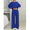 image:imageSOLY HUX Womens 2 Piece Outfits Fall Sweatsuits Off The Shoulder Crop Top Wide Leg Sweatpants Casual Matching Lounge SetsRoyal Blue