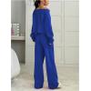image:imageSOLY HUX Womens 2 Piece Outfits Fall Sweatsuits Off The Shoulder Crop Top Wide Leg Sweatpants Casual Matching Lounge SetsRoyal Blue