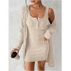 image:imageSOLY HUX Womens 2 Piece Sweater Dress Set Knit Long Sleeve Open Front Cardigan and Bodycon Mini Dress Fall OutfitPlain Apricot