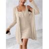 image:imageSOLY HUX Womens 2 Piece Sweater Dress Set Knit Long Sleeve Open Front Cardigan and Bodycon Mini Dress Fall OutfitPlain Apricot