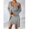image:imageSOLY HUX Womens 2 Piece Sweater Dress Set Knit Long Sleeve Open Front Cardigan and Bodycon Mini Dress Fall OutfitPlain Grey