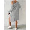 image:imageSOLY HUX Womens 2 Piece Sweater Dress Set Knit Long Sleeve Open Front Cardigan and Bodycon Mini Dress Fall OutfitPlain Grey