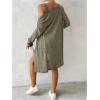 image:imageSOLY HUX Womens 2 Piece Sweater Dress Set Knit Long Sleeve Open Front Cardigan and Bodycon Mini Dress Fall OutfitPure Army Green