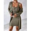 image:imageSOLY HUX Womens 2 Piece Sweater Dress Set Knit Long Sleeve Open Front Cardigan and Bodycon Mini Dress Fall OutfitPure Army Green