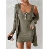 image:imageSOLY HUX Womens 2 Piece Sweater Dress Set Knit Long Sleeve Open Front Cardigan and Bodycon Mini Dress Fall OutfitPure Army Green
