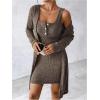 image:imageSOLY HUX Womens 2 Piece Sweater Dress Set Knit Long Sleeve Open Front Cardigan and Bodycon Mini Dress Fall OutfitPure Brown
