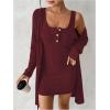 image:imageSOLY HUX Womens 2 Piece Sweater Dress Set Knit Long Sleeve Open Front Cardigan and Bodycon Mini Dress Fall OutfitPure Burgundy