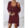 image:imageSOLY HUX Womens 2 Piece Sweater Dress Set Knit Long Sleeve Open Front Cardigan and Bodycon Mini Dress Fall OutfitPure Burgundy