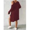 image:imageSOLY HUX Womens 2 Piece Sweater Dress Set Knit Long Sleeve Open Front Cardigan and Bodycon Mini Dress Fall OutfitPure Burgundy