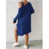 image:imageSOLY HUX Womens 2 Piece Sweater Dress Set Knit Long Sleeve Open Front Cardigan and Bodycon Mini Dress Fall OutfitPure Dark Blue