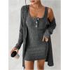 image:imageSOLY HUX Womens 2 Piece Sweater Dress Set Knit Long Sleeve Open Front Cardigan and Bodycon Mini Dress Fall OutfitPure Dark Grey