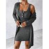 image:imageSOLY HUX Womens 2 Piece Sweater Dress Set Knit Long Sleeve Open Front Cardigan and Bodycon Mini Dress Fall OutfitPure Dark Grey