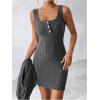 image:imageSOLY HUX Womens 2 Piece Sweater Dress Set Knit Long Sleeve Open Front Cardigan and Bodycon Mini Dress Fall OutfitPure Dark Grey