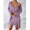 image:imageSOLY HUX Womens 2 Piece Sweater Dress Set Knit Long Sleeve Open Front Cardigan and Bodycon Mini Dress Fall OutfitPure Purple