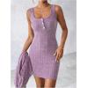 image:imageSOLY HUX Womens 2 Piece Sweater Dress Set Knit Long Sleeve Open Front Cardigan and Bodycon Mini Dress Fall OutfitPure Purple