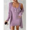 image:imageSOLY HUX Womens 2 Piece Sweater Dress Set Knit Long Sleeve Open Front Cardigan and Bodycon Mini Dress Fall OutfitPure Purple