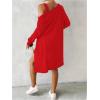 image:imageSOLY HUX Womens 2 Piece Sweater Dress Set Knit Long Sleeve Open Front Cardigan and Bodycon Mini Dress Fall OutfitPure Red