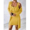 image:imageSOLY HUX Womens 2 Piece Sweater Dress Set Knit Long Sleeve Open Front Cardigan and Bodycon Mini Dress Fall OutfitPure Yellow