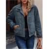 image:imageSOLY HUX Womens Corduroy Quilted Puffer Jacket Zip Up Long Sleeve Padded Bomber Barn Jackets Coat with PocketsPlain Blue