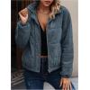 image:imageSOLY HUX Womens Corduroy Quilted Puffer Jacket Zip Up Long Sleeve Padded Bomber Barn Jackets Coat with PocketsPlain Blue