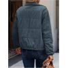 image:imageSOLY HUX Womens Corduroy Quilted Puffer Jacket Zip Up Long Sleeve Padded Bomber Barn Jackets Coat with PocketsPlain Blue