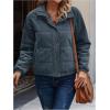 image:imageSOLY HUX Womens Corduroy Quilted Puffer Jacket Zip Up Long Sleeve Padded Bomber Barn Jackets Coat with PocketsPlain Blue