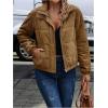 image:imageSOLY HUX Womens Corduroy Quilted Puffer Jacket Zip Up Long Sleeve Padded Bomber Barn Jackets Coat with PocketsPlain Brown