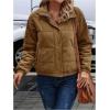 image:imageSOLY HUX Womens Corduroy Quilted Puffer Jacket Zip Up Long Sleeve Padded Bomber Barn Jackets Coat with PocketsPlain Brown