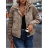 image:imageSOLY HUX Womens Corduroy Quilted Puffer Jacket Zip Up Long Sleeve Padded Bomber Barn Jackets Coat with PocketsPlain Coffee Brown
