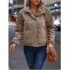 image:imageSOLY HUX Womens Corduroy Quilted Puffer Jacket Zip Up Long Sleeve Padded Bomber Barn Jackets Coat with PocketsPlain Coffee Brown