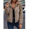 image:imageSOLY HUX Womens Corduroy Quilted Puffer Jacket Zip Up Long Sleeve Padded Bomber Barn Jackets Coat with PocketsPlain Coffee Brown