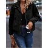image:imageSOLY HUX Womens Corduroy Quilted Puffer Jacket Zip Up Long Sleeve Padded Bomber Barn Jackets Coat with PocketsPure Black