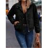 image:imageSOLY HUX Womens Corduroy Quilted Puffer Jacket Zip Up Long Sleeve Padded Bomber Barn Jackets Coat with PocketsPure Black
