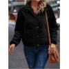 image:imageSOLY HUX Womens Corduroy Quilted Puffer Jacket Zip Up Long Sleeve Padded Bomber Barn Jackets Coat with PocketsPure Black