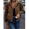 image:imageSOLY HUX Womens Corduroy Quilted Puffer Jacket Zip Up Long Sleeve Padded Bomber Barn Jackets Coat with PocketsPure Brown