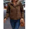 image:imageSOLY HUX Womens Corduroy Quilted Puffer Jacket Zip Up Long Sleeve Padded Bomber Barn Jackets Coat with PocketsPure Brown