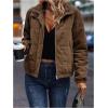 image:imageSOLY HUX Womens Corduroy Quilted Puffer Jacket Zip Up Long Sleeve Padded Bomber Barn Jackets Coat with PocketsPure Brown